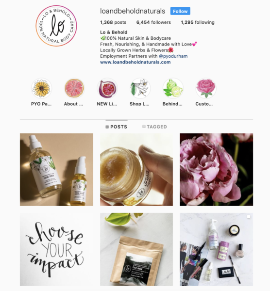 Lo & Behold instagram profile featuring stunning images of their products